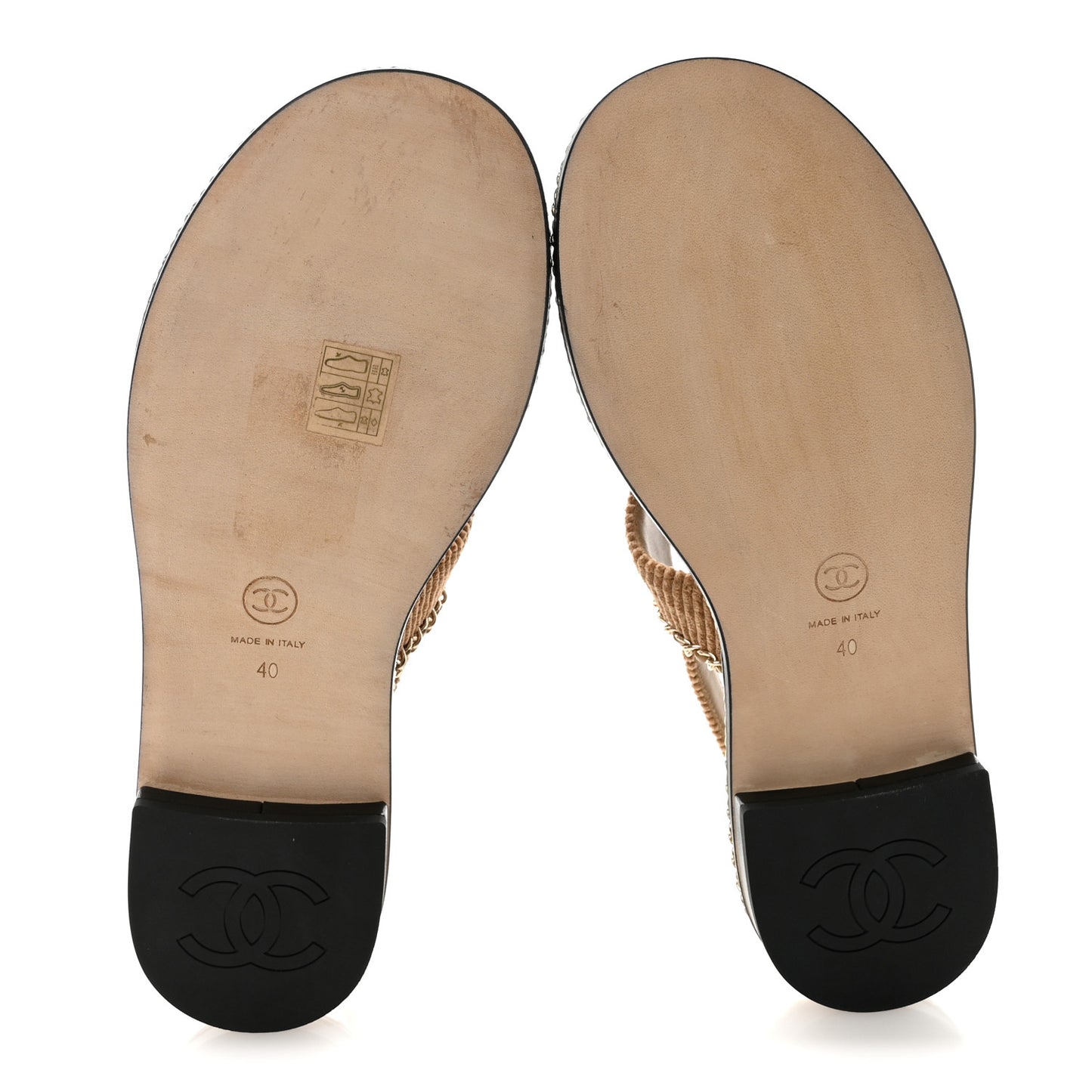 Corduroy Chain CC Sandal 40 Dark Beige