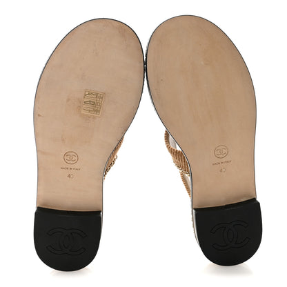 Chanel Corduroy Chain CC Sandal 40 Dark Beige 5 of 9