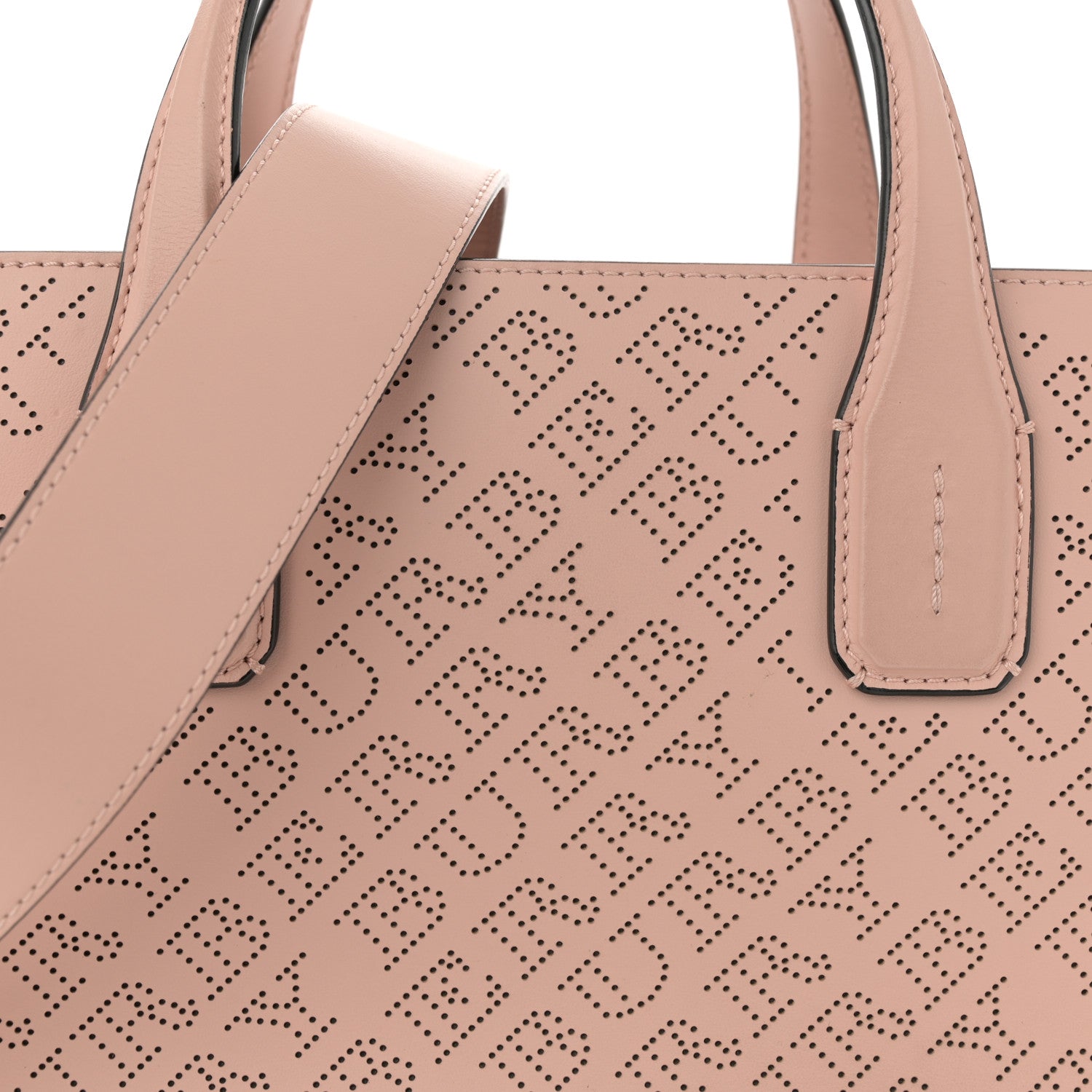 Burberry Calfskin Perforated Medium Banner Tote Pale Fawn Pink 9 of 13