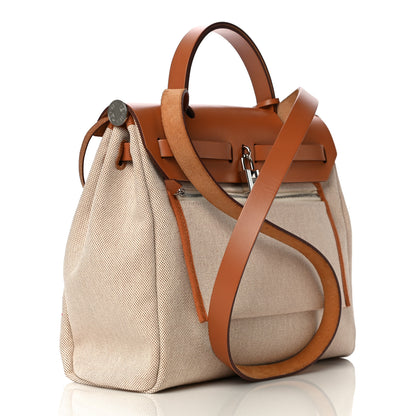 Hermes Vache Hunter Toile Pegase Pop Herbag Zip Retourne 31 PM Capucine Ecru 4 of 23