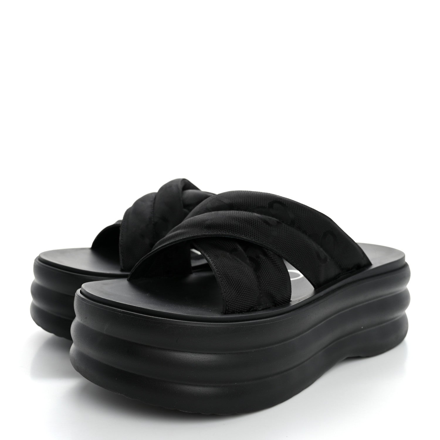 Gucci GG Nylon Platform Slide Sandals 39 Black 4 of 9