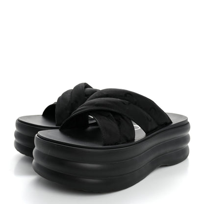 Gucci GG Nylon Platform Slide Sandals 39 Black 4 of 9