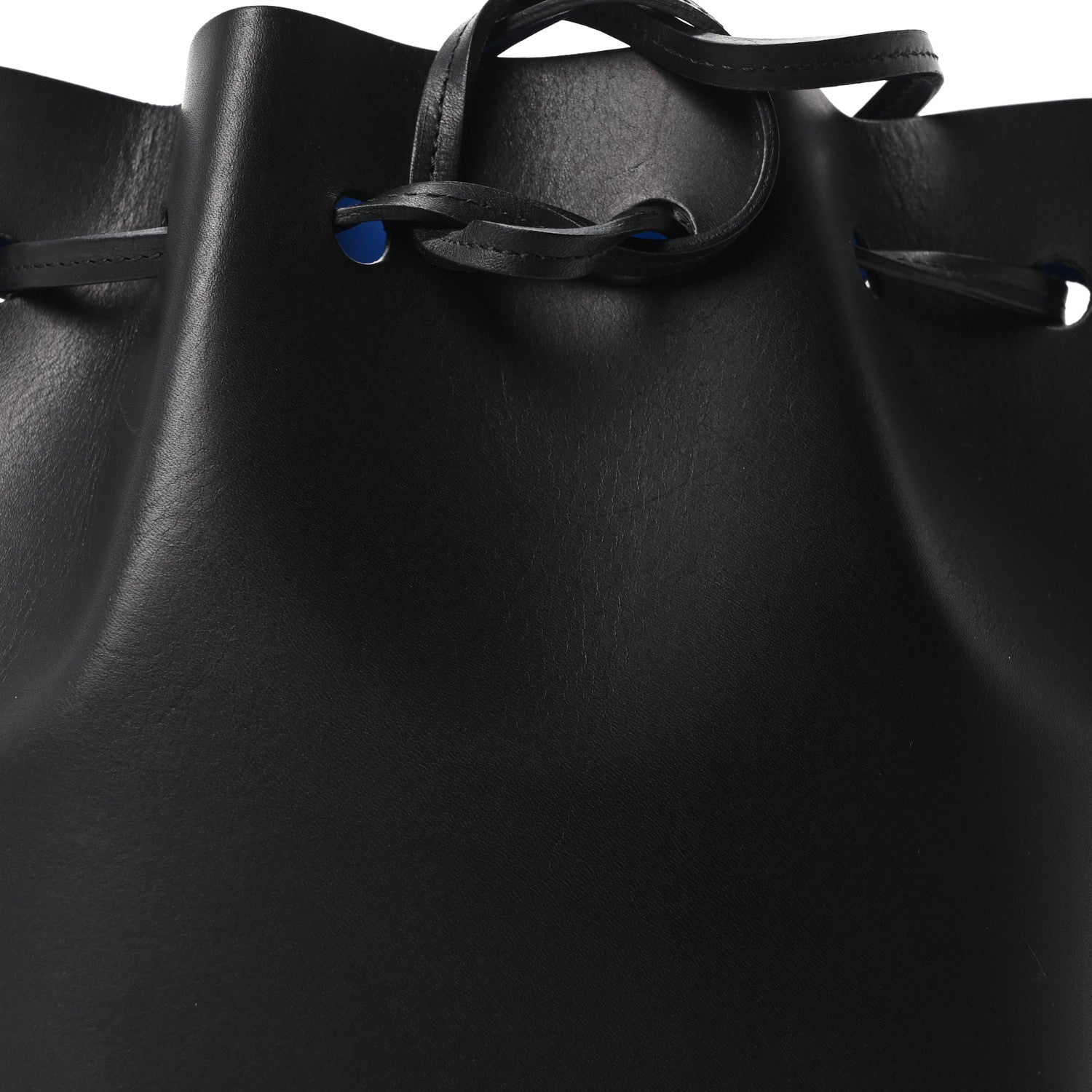 Mansur Gavriel Calfskin Mini Bucket Bag Black Royal Blu 8 of 10