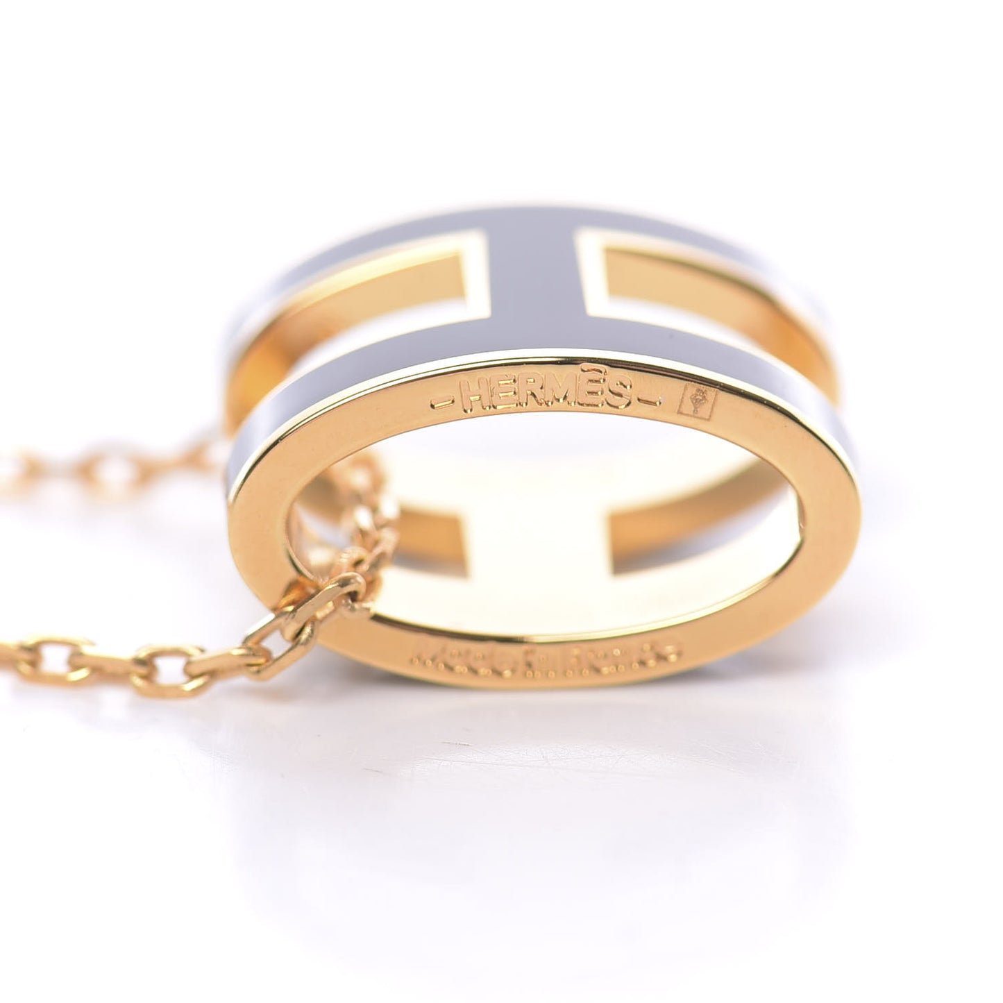 Lacquered Gold Pop H Pendant Necklace Black