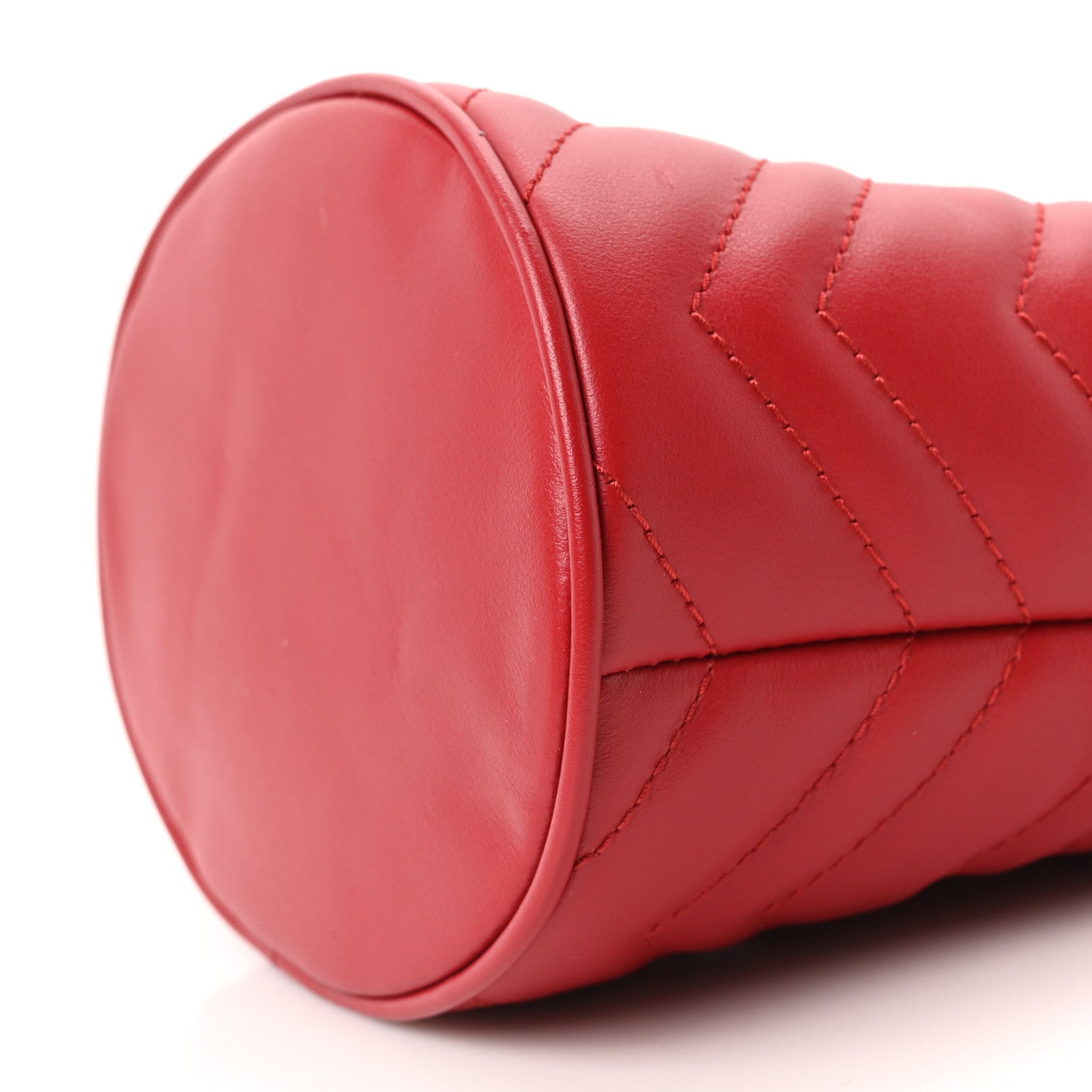 Gucci Calfskin Matelasse Mini GG Marmont 2.0 Bucket Bag Hibiscus Red 9 of 9