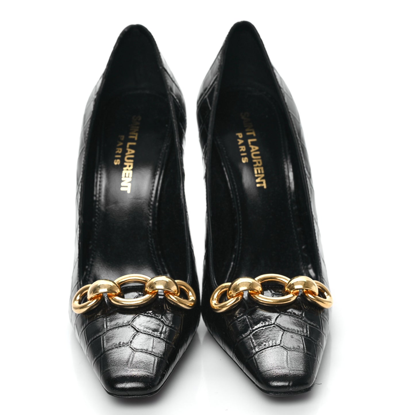 Calfskin Crocodile Embossed Silvana 110mm Pumps 35.5 Black