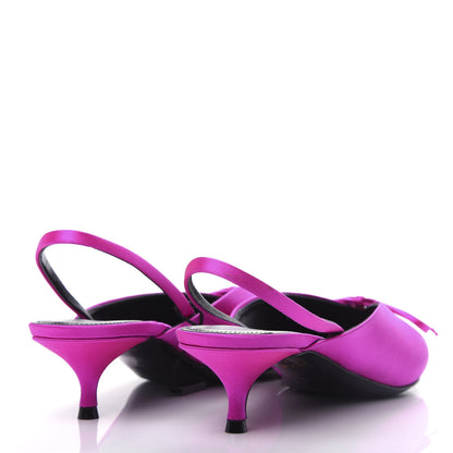 Balenciaga Satin Pointed Toe Knife Slingback 40mm Mules 41 Rose Fuchsia 4 of 11