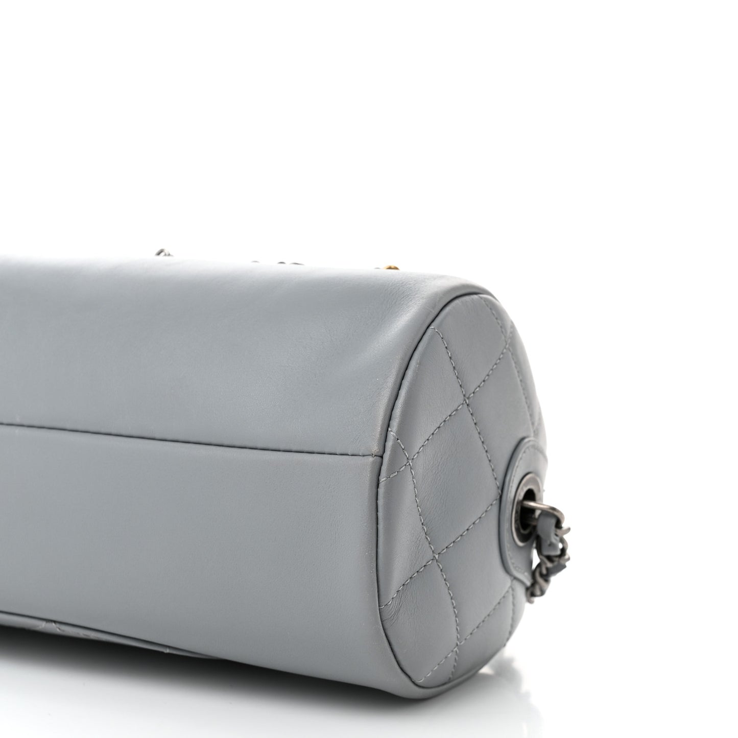 Calfskin Chain 20s Signature Bowling Bag Light Gray
