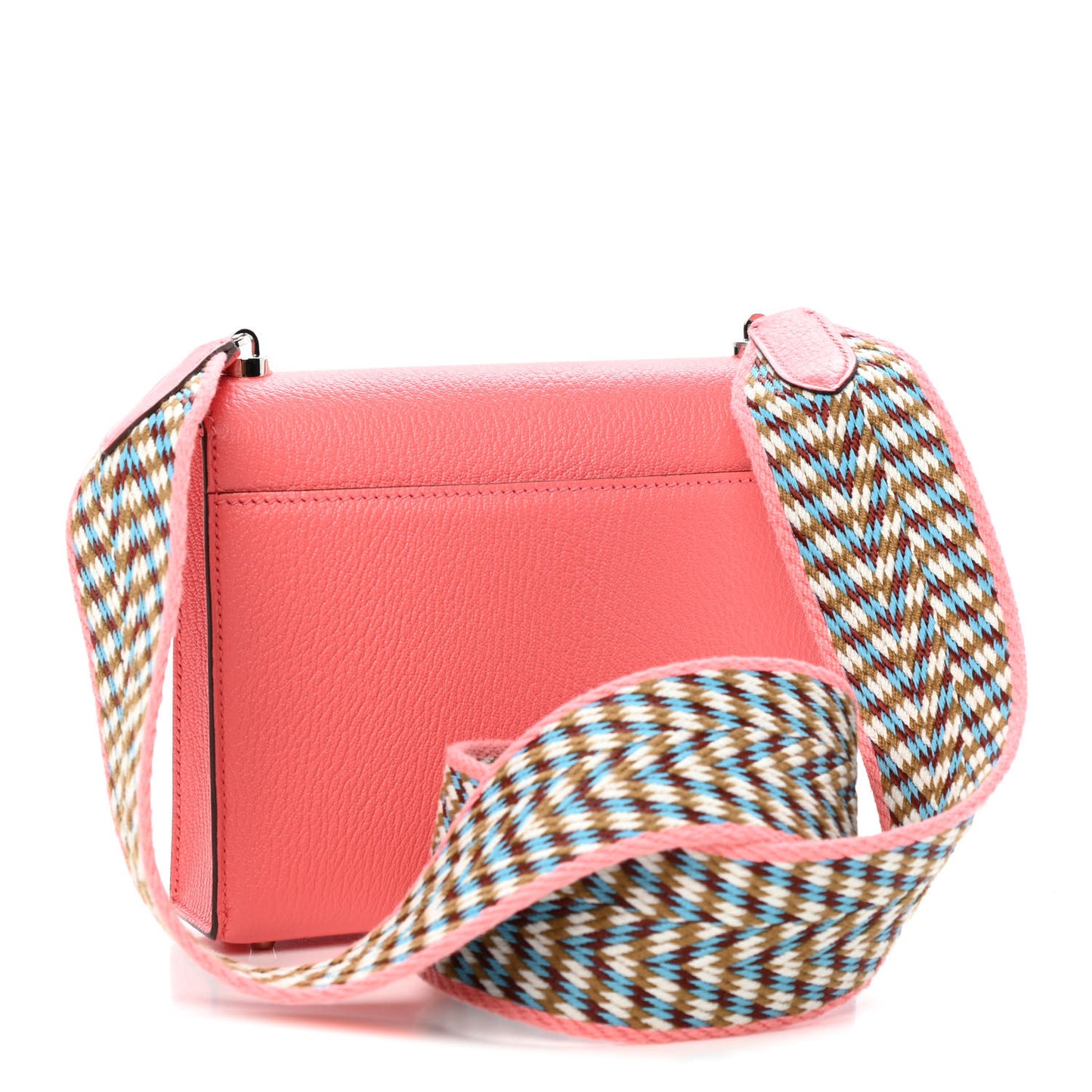 Chevre Mysore Mini Verrou Large Strap Bag Rose Azalee