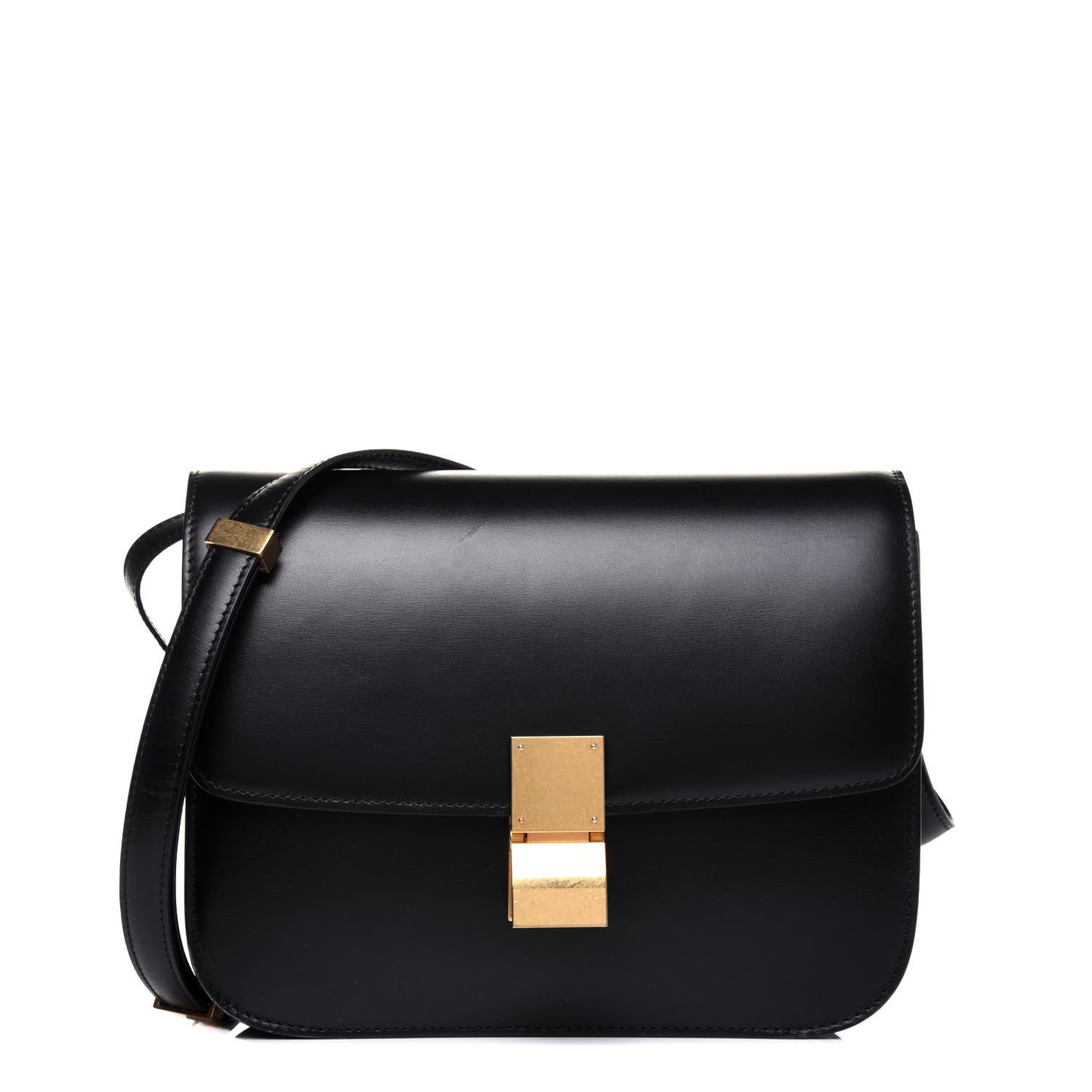 Box Calfskin Medium Classic Box Flap Bag Black