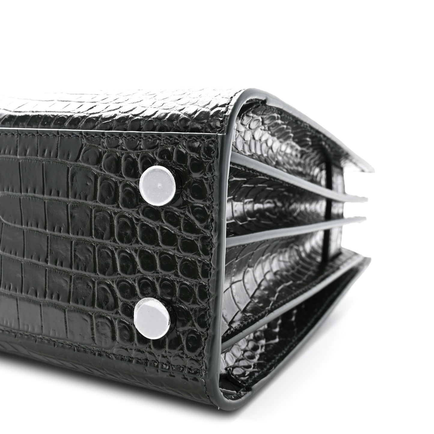 Calfskin Crocodile Embossed Nano Sac De Jour Dark Green