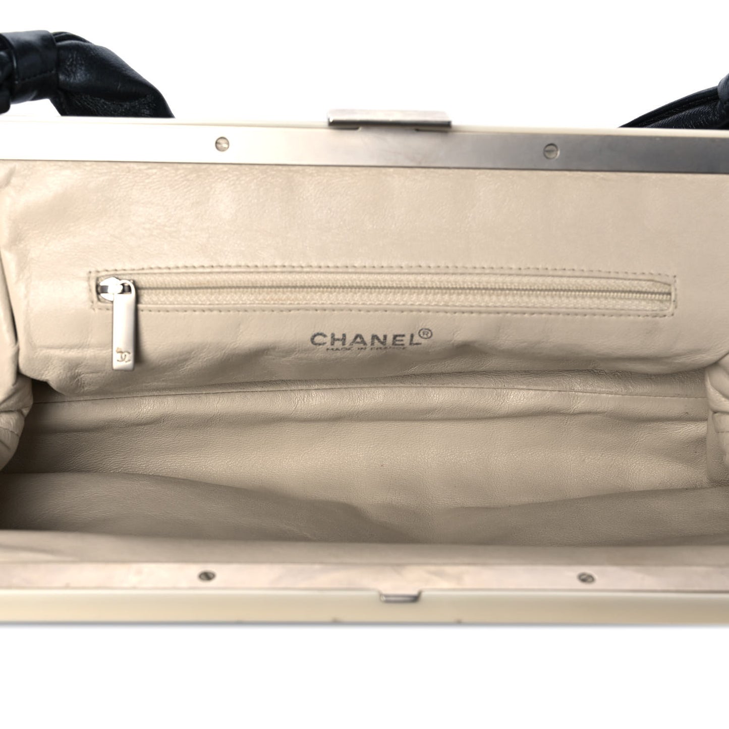 Lambskin Chocolate Bar Quilted Frame Shoulder Bag Black