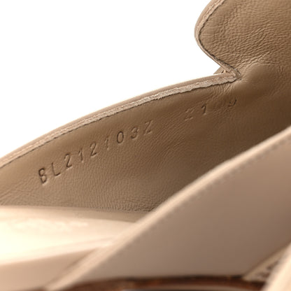 Hermes Shiny Lizard Calfskin Oz Mules 37 Beige Sarrazin 6 of 9