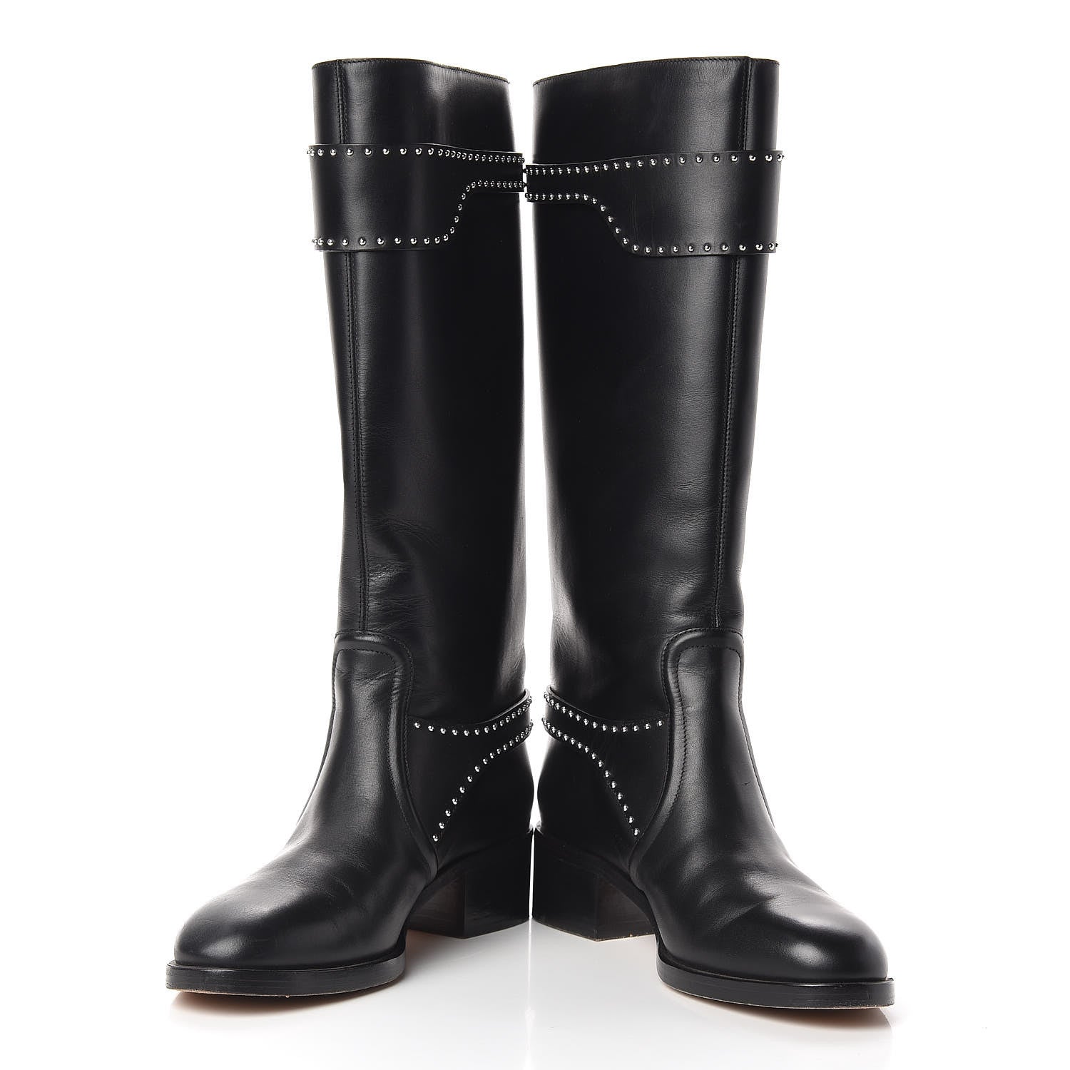 Givenchy Calfskin Studded Riding Boots 39 Black 5 of 14
