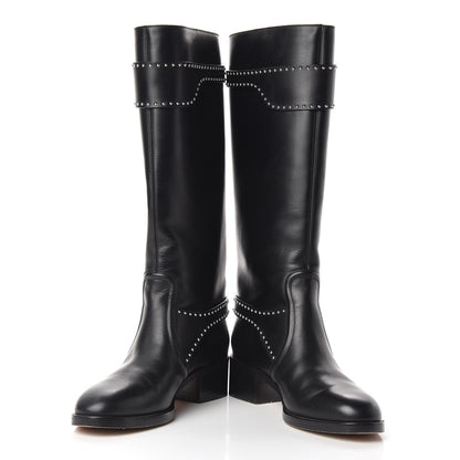 Givenchy Calfskin Studded Riding Boots 39 Black 5 of 14