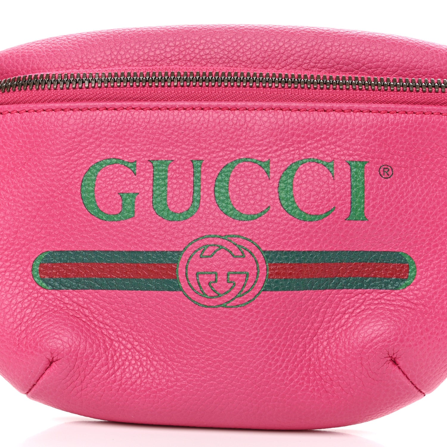 Gucci Grained Calfskin Small Logo Belt Bag Box Pink Green 8 of 10