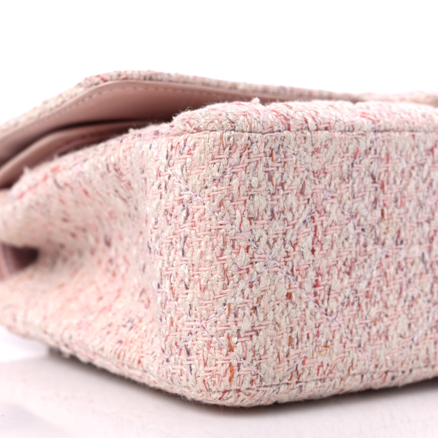 Chanel Tweed Quilted Medium Double Flap Pink Multicolor 8 of 14