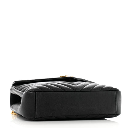 Saint Laurent Sheepskin Matelasse Chevron Monogram Medium College Bag Black 4 of 12