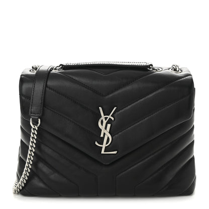 Saint Laurent Calfskin Y Quilted Monogram Small Loulou Chain Satchel Black 1 of 10