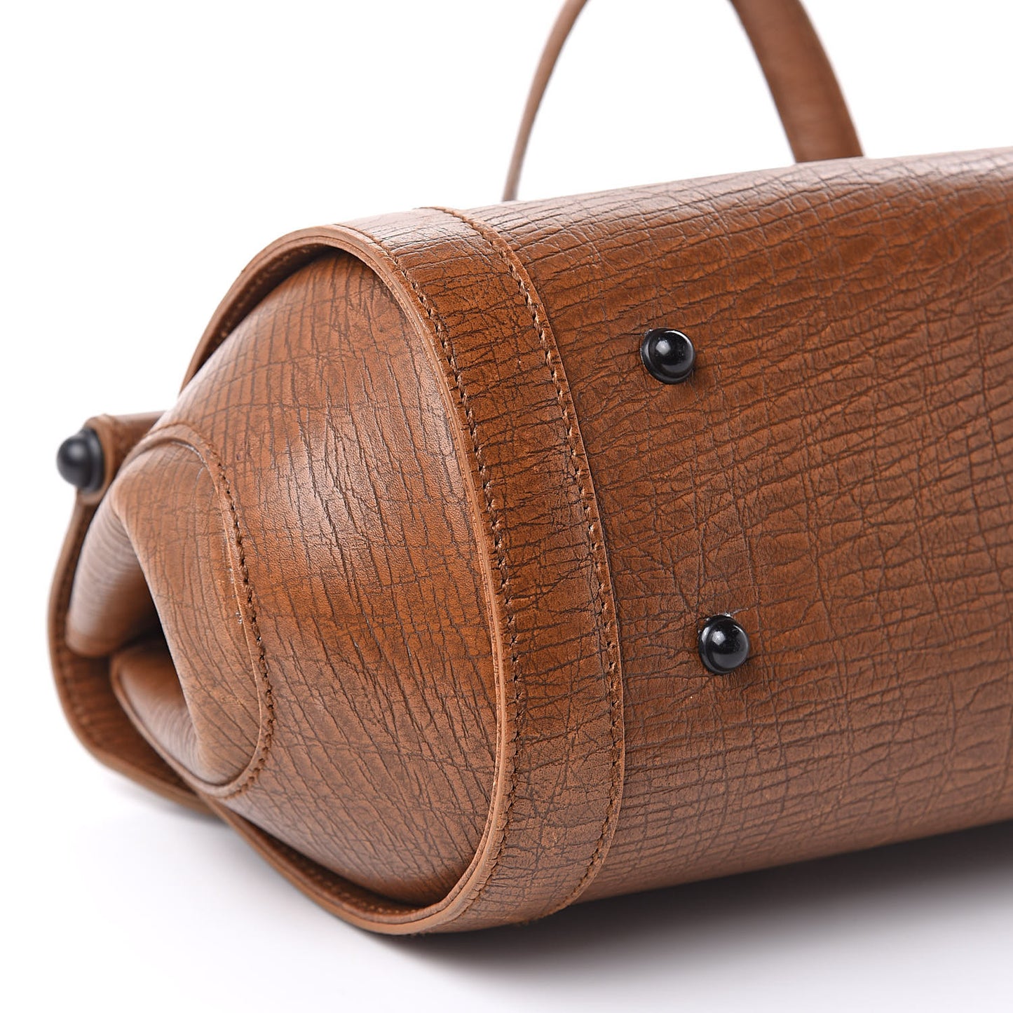 Calfskin Bamboo Bullet Satchel Brown
