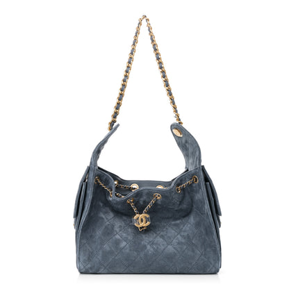Chanel Suede Quilted Small Chanel 25 Handbag Blue 1 of 11