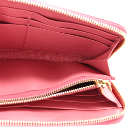 Prada Saffiano Metal Zip Around Wallet Ibisco 5 of 9