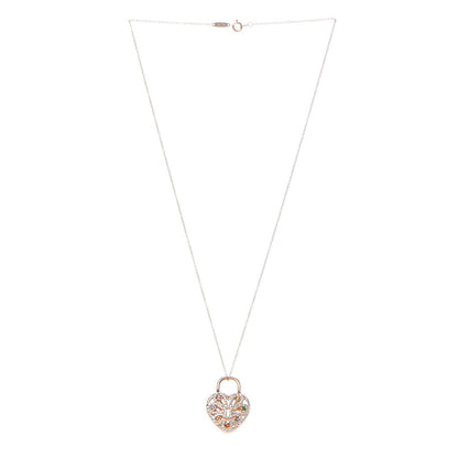 Tiffany 18K Rose Gold Diamond Multistone Filigree Heart Pendant Necklace 3 of 7