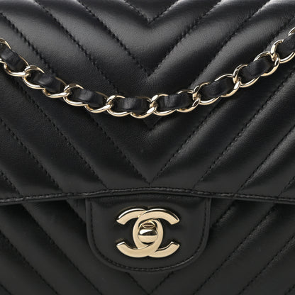 Chanel Lambskin Chevron Quilted Medium Double Flap Black 7 of 14