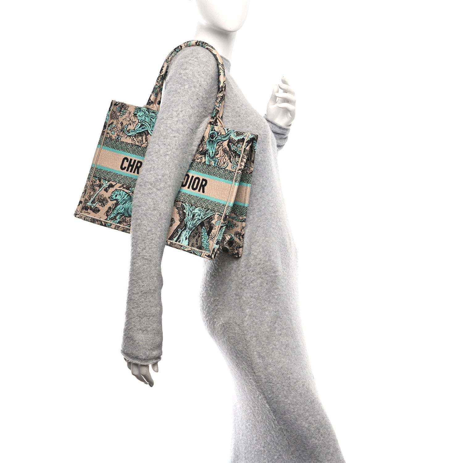 Christian Dior Raffia Embroidered Dioriviera Medium Book Tote Aquamarina 2 of 10