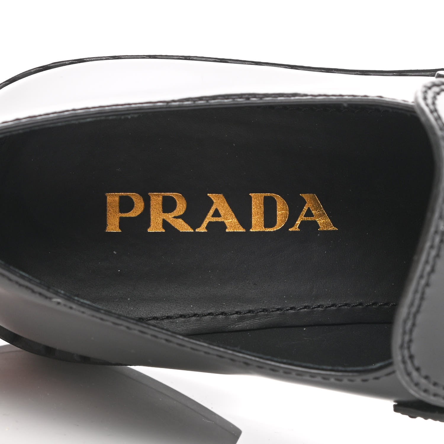Prada Spazzolato Metal Triangle Logo 50mm Loafers 37 Black 7 of 10