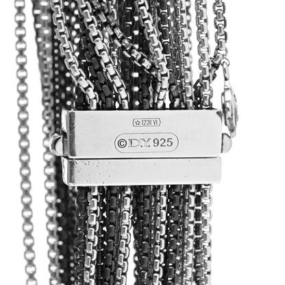David Yurman Darkened Sterling Silver 21mm Multi Row Box Chain Bracelet 3 of 3