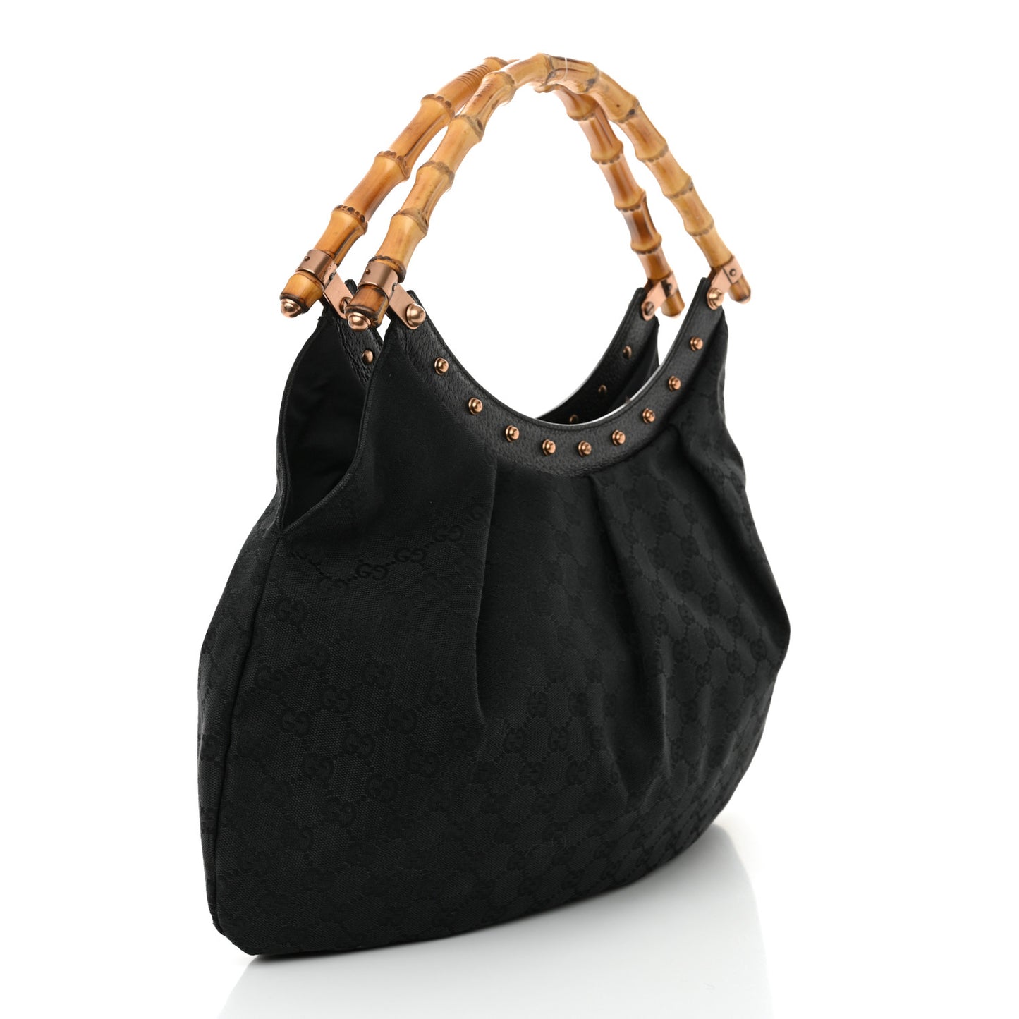 Monogram Bamboo Top Handle Shoulder Bag Black