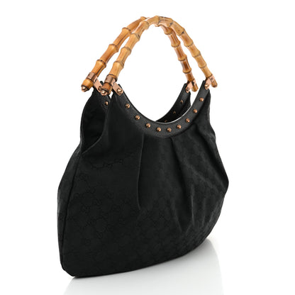 Gucci Monogram Bamboo Top Handle Shoulder Bag Black 3 of 11