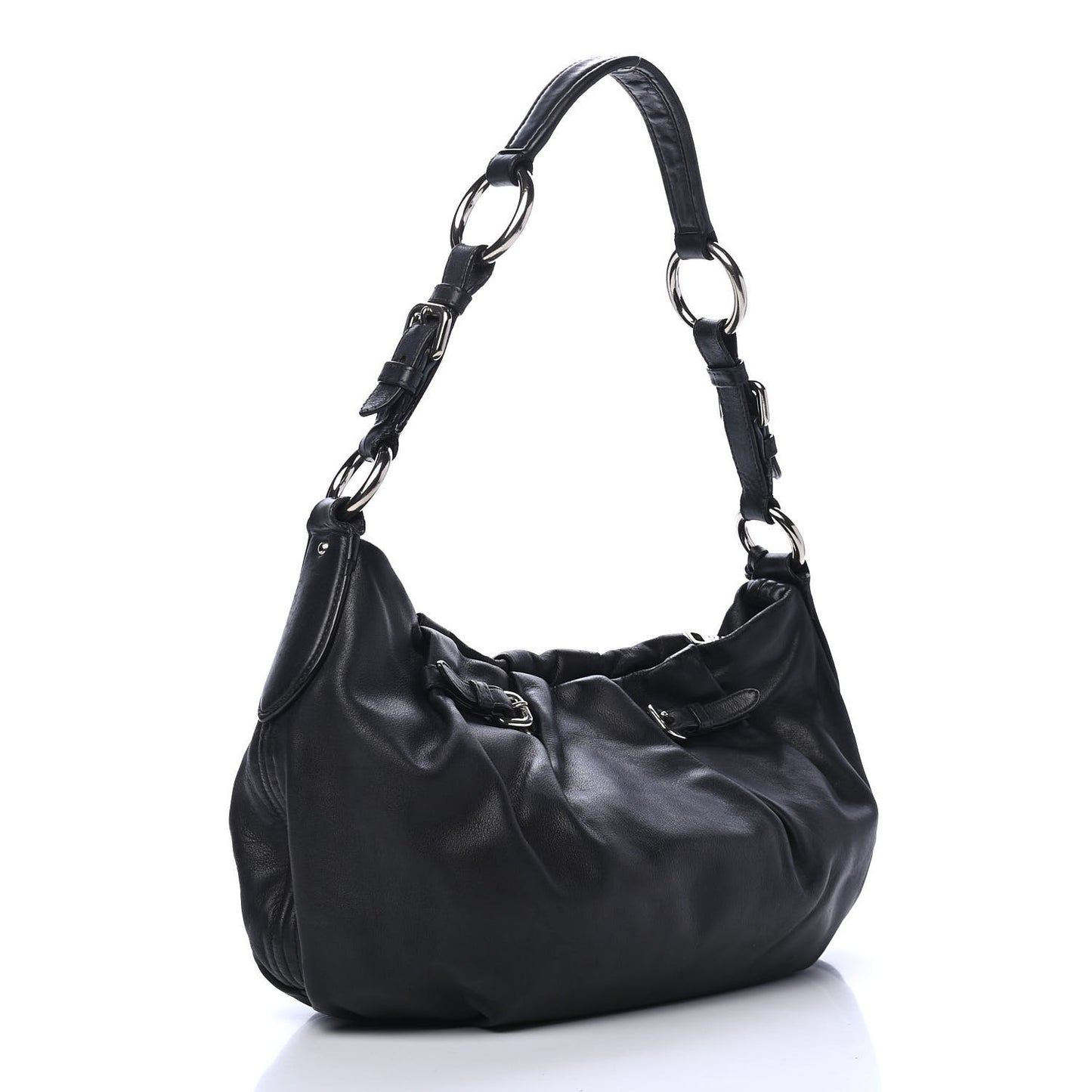 Soft Calf Pleated Hobo Black