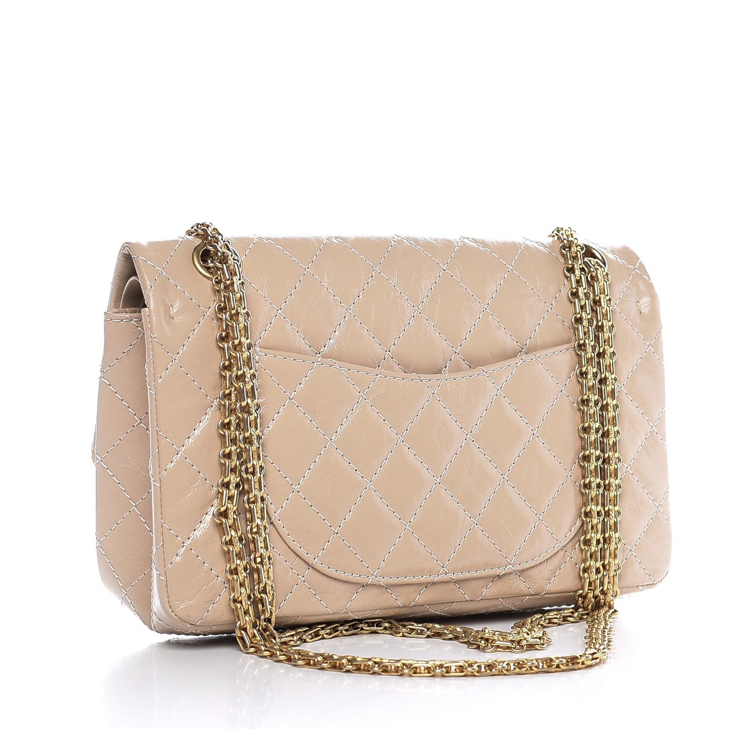 Patent Distressed Calfskin Quilted 2.55 Reissue 225 Flap Beige