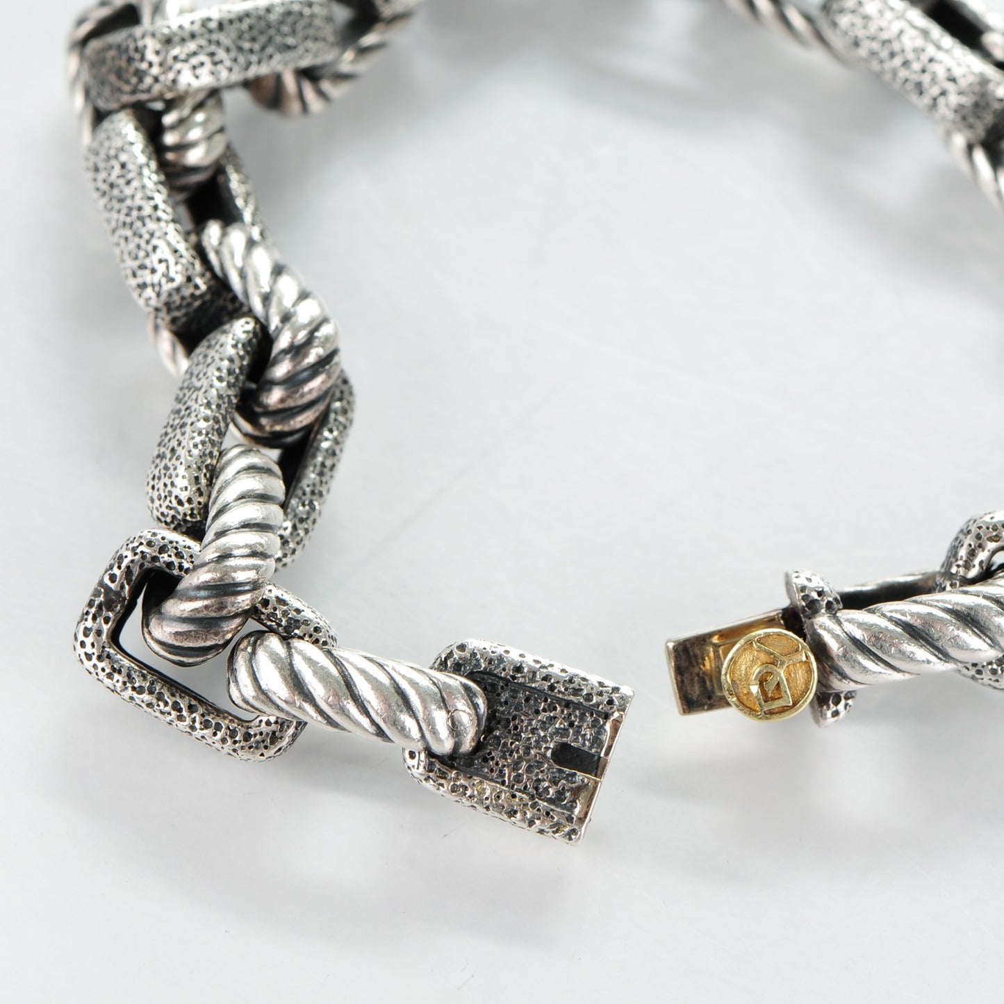 Sterling Silver Mens Rectangle Link Bracelet