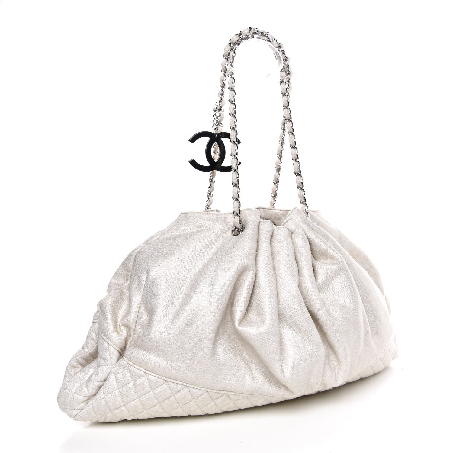 Chanel Metallic Jersey Quilted Melrose Cabas Light Beige 3 of 8