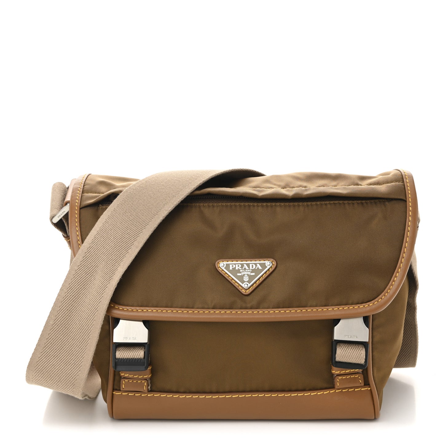 Re-Nylon Nappa Triangle Medium Shoulder Bag Cocoa