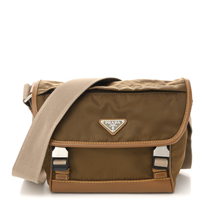 Prada Re-Nylon Nappa Triangle Medium Shoulder Bag Cocoa 1 of 9