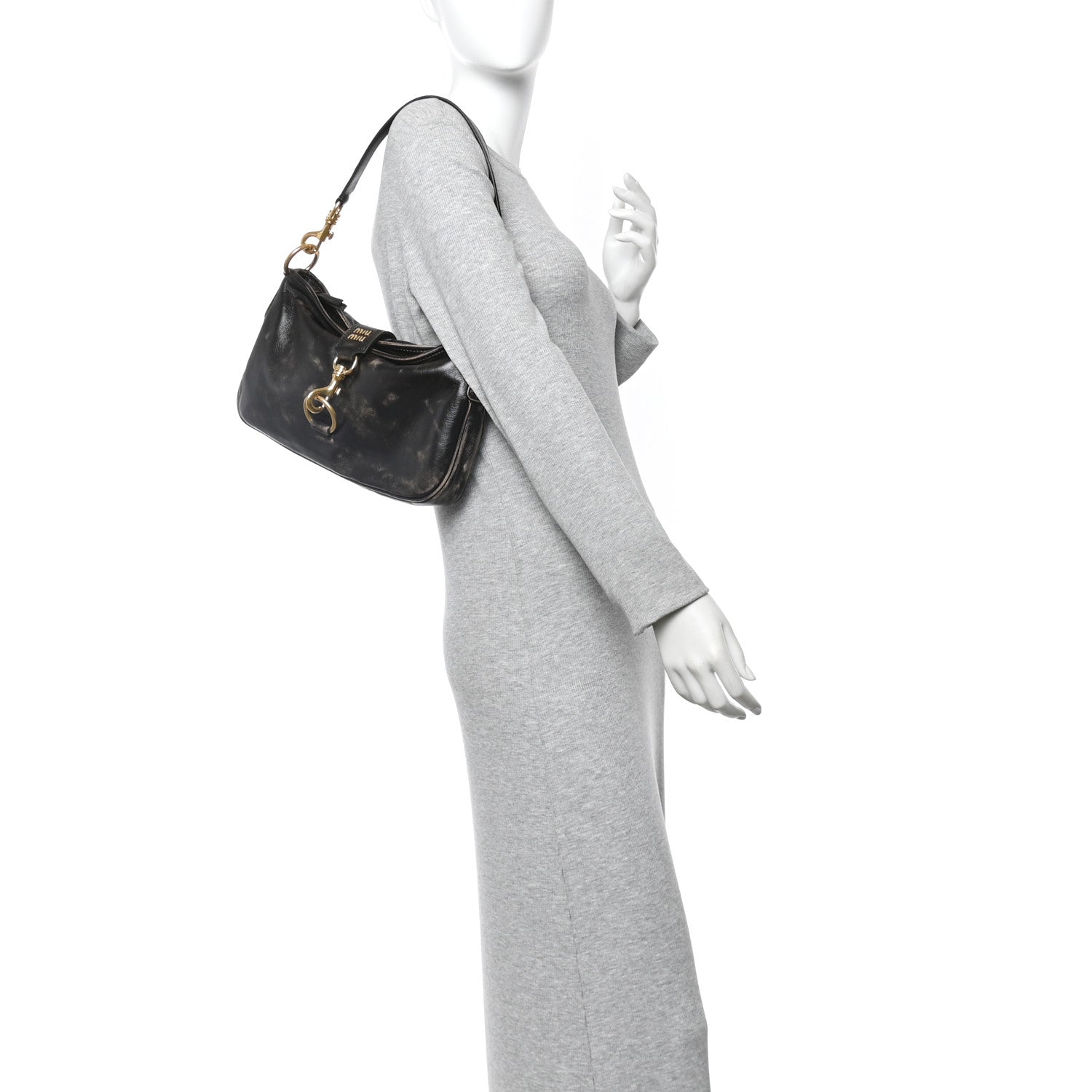 Miu Miu Nappa Old Hook Shoulder Bag Sabbia Caffe 2 of 11