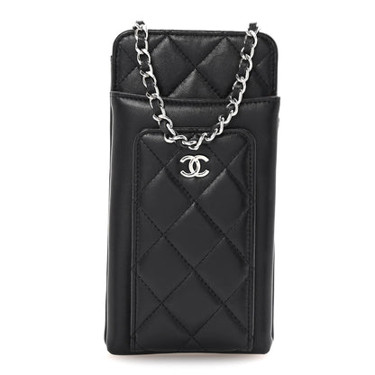 Chanel Lambskin Quilted Zip Phone Case Black 1 of 11