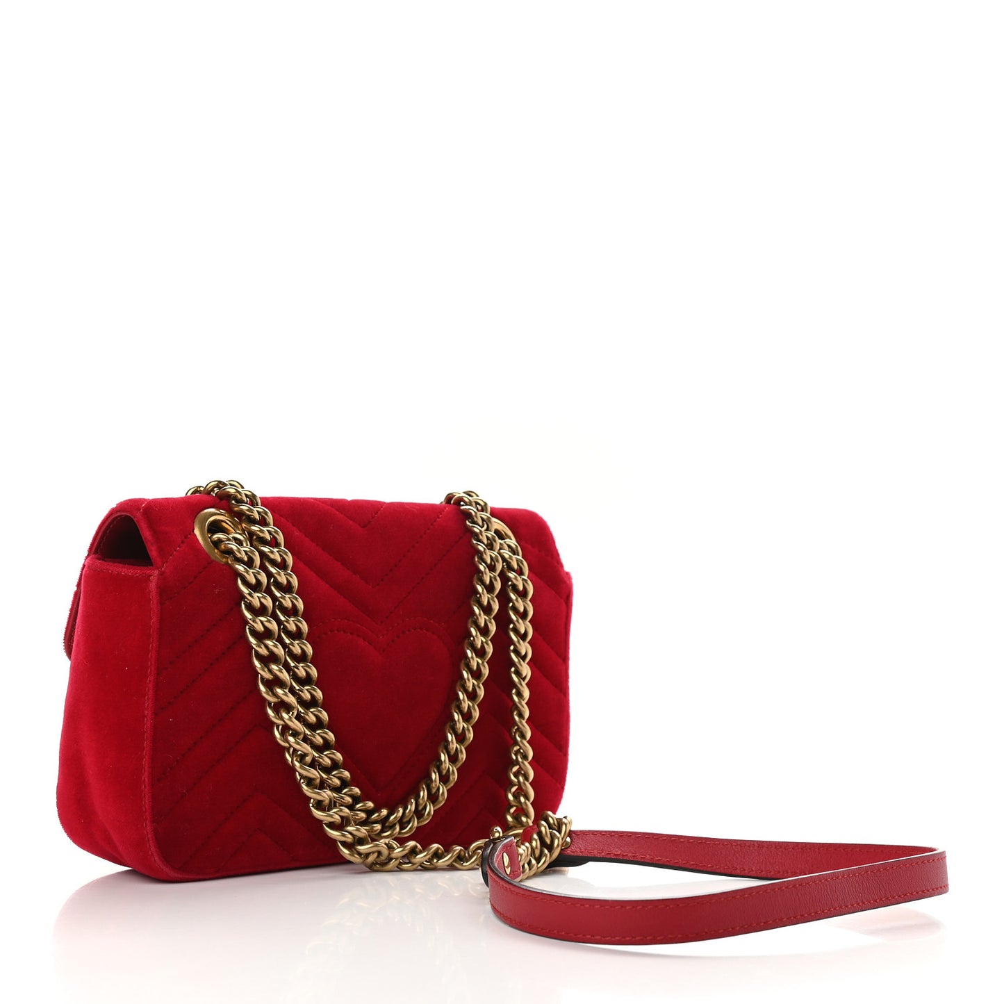 Velvet Matelasse Mini GG Marmont Shoulder Bag Hibiscus Red