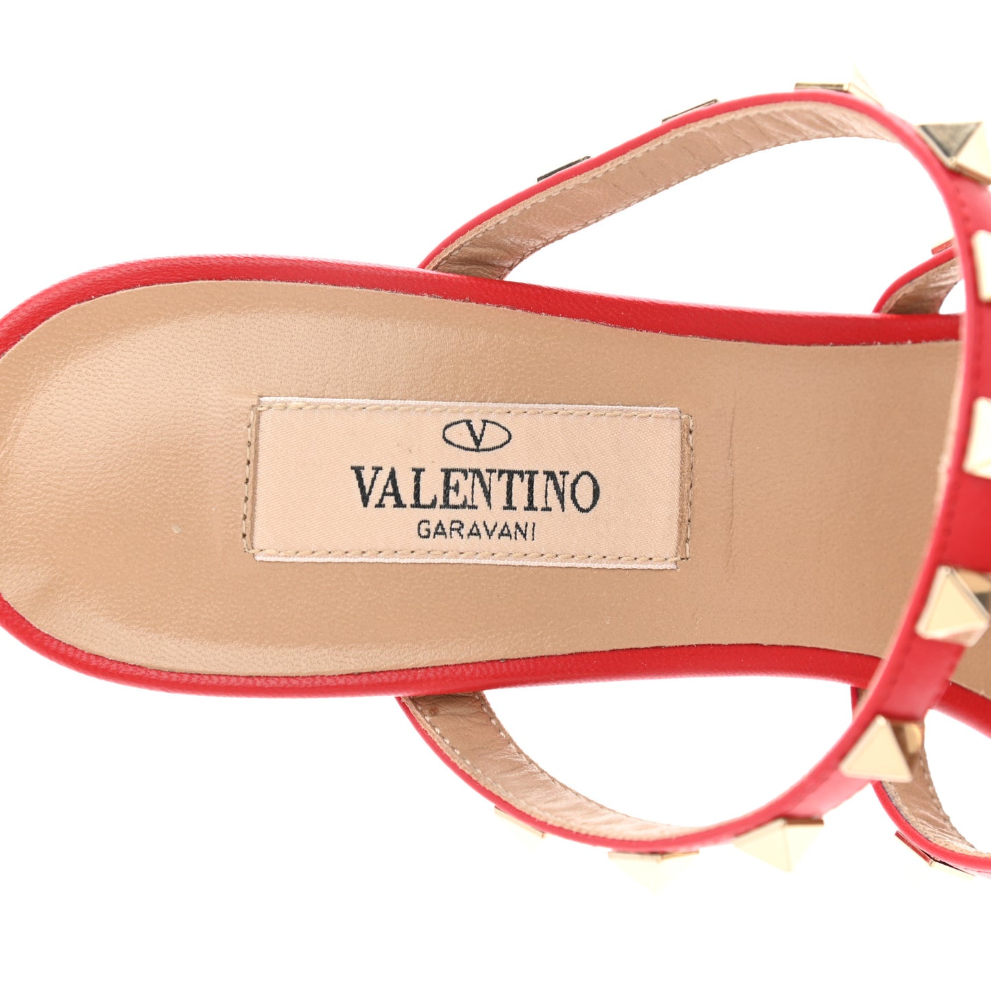 Calfskin Rockstud 60mm Caged Slide Sandals 37.5 Rosso Valentino