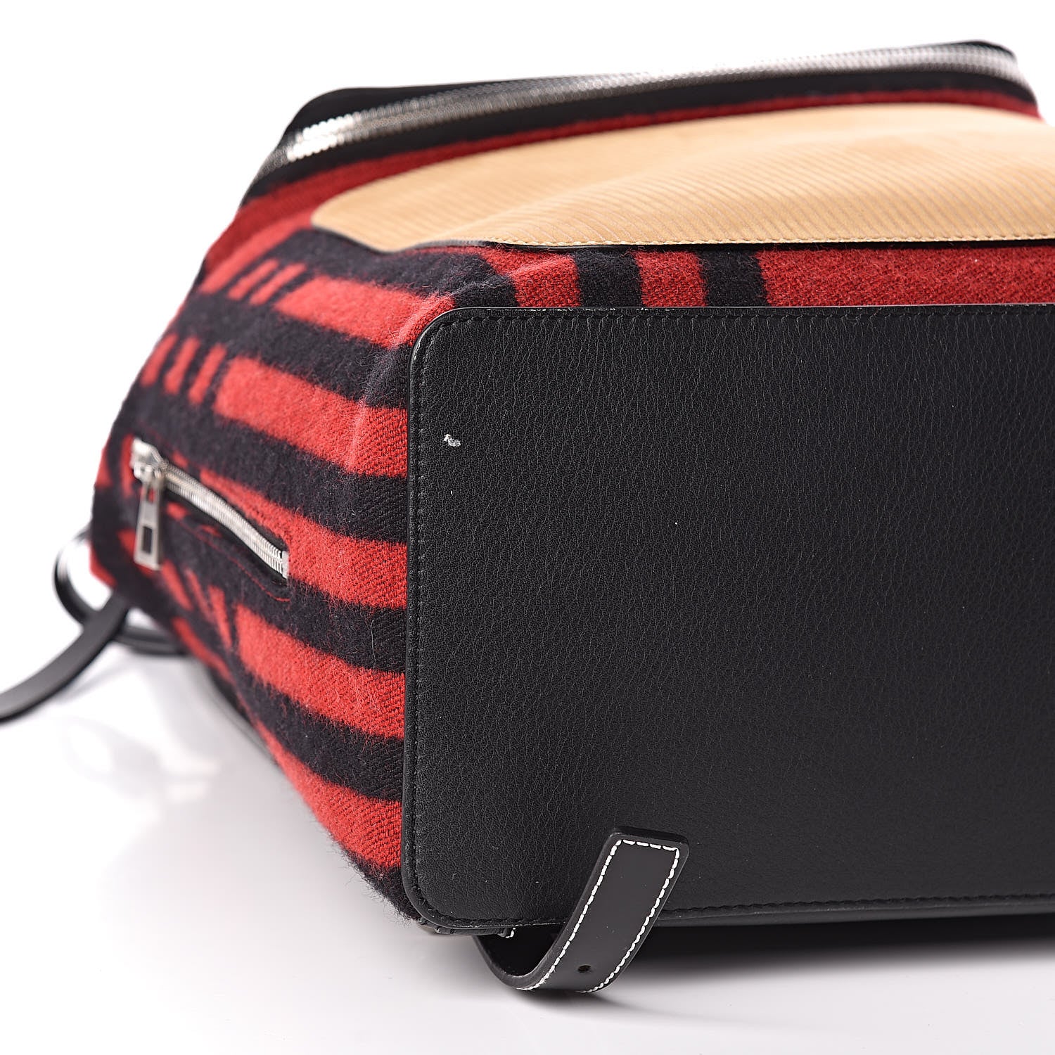 Loewe Wool Sheepsskin Goya Grid Backpack Scarlet Red Black 7 of 9