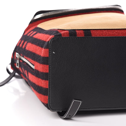 Loewe Wool Sheepsskin Goya Grid Backpack Scarlet Red Black 7 of 9