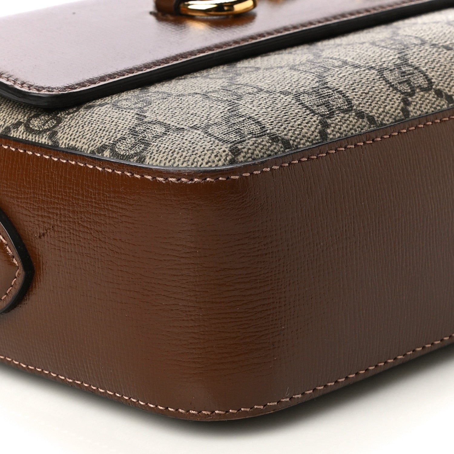 Gucci GG Supreme Monogram Small Horsebit 1955 Shoulder Bag Beige Brown Sugar 9 of 22