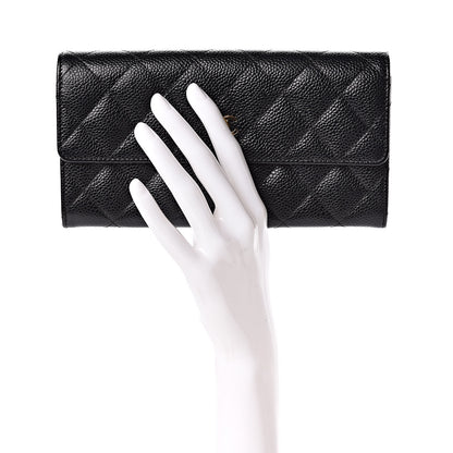 Chanel Caviar Quilted Large Gusset Flap Wallet Black 2 of 9