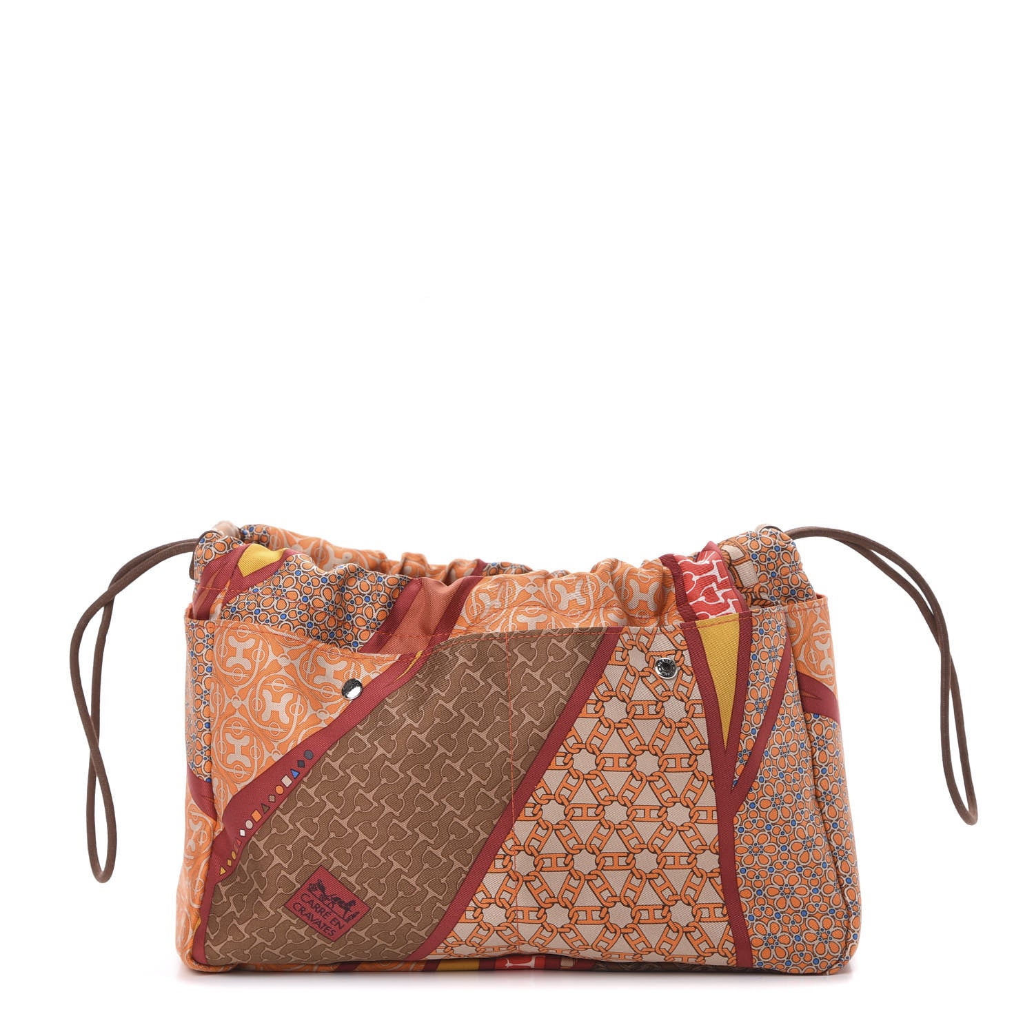 Hermes Silk Barenia Carre en Cravates Fourbi 25 MM Pouch Flamingo Pink Deer Brown 1 of 10
