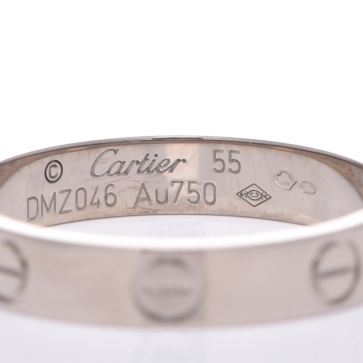 18K White Gold 3.5mm LOVE Wedding Band Ring 55 7.25