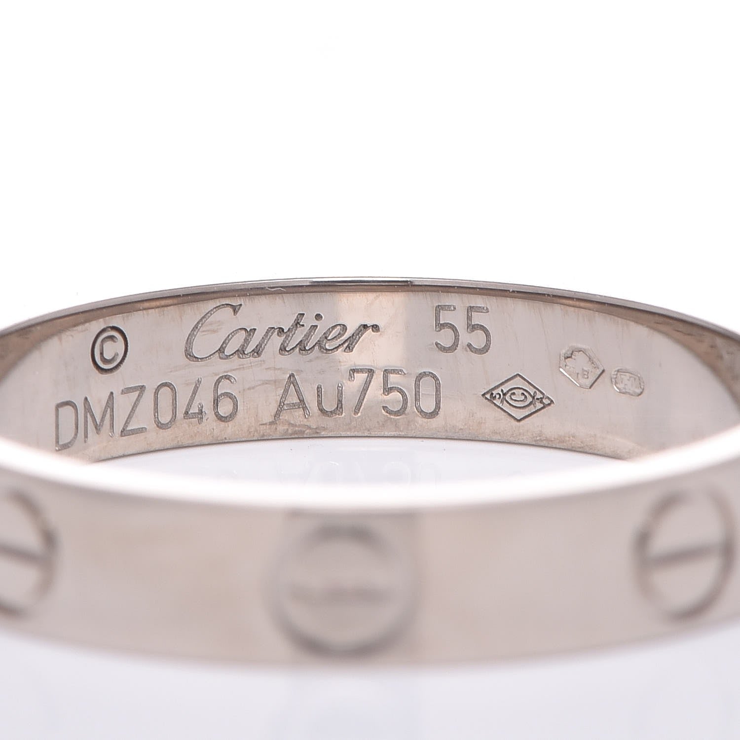 Cartier 18K White Gold 3.5mm LOVE Wedding Band Ring 55 7.25 3 of 4